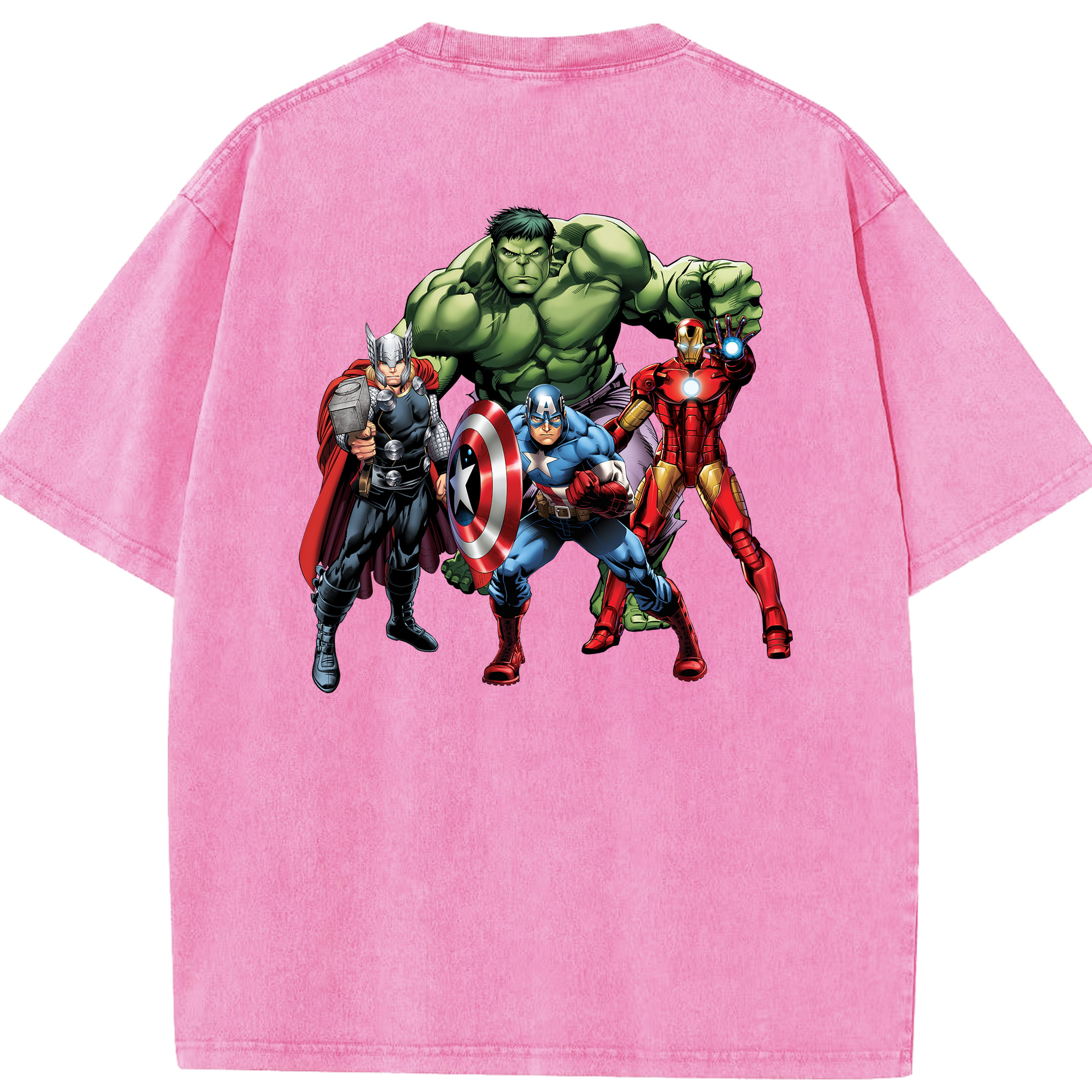 （画像用） アベンジャーズ The Avengers 綿100% ヴィンテージ風 半袖Tシャツ（背面プリント）
